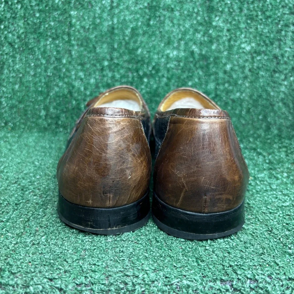 Mezlan Woven Tassel Loafers Leather Slip On Two Tone Dress Shoes Brown Mens 12 M